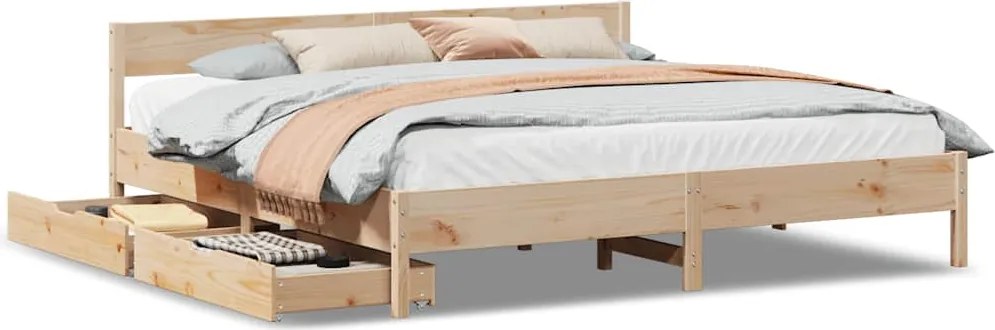 vidaXL tömör fenyőfa ágy matrac nélkül 180 x 200 cm