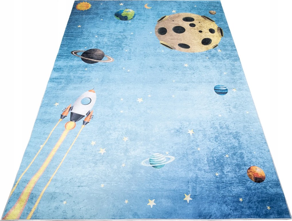 Gyerek Szőnyeg Színes 80x150 Bolygó rakéta