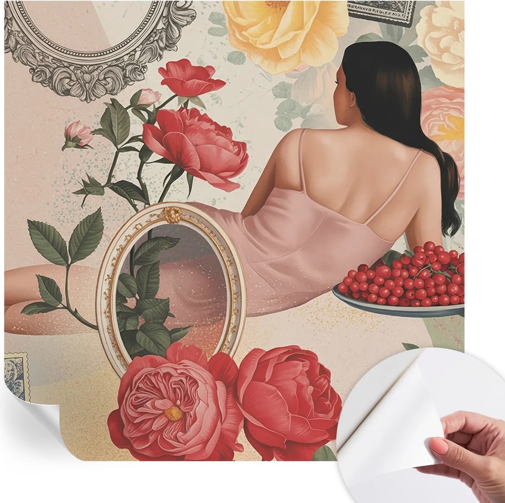 Öntapadós tapéta Fali furnér 3D hatás Virágos elegancia 250x250 cm