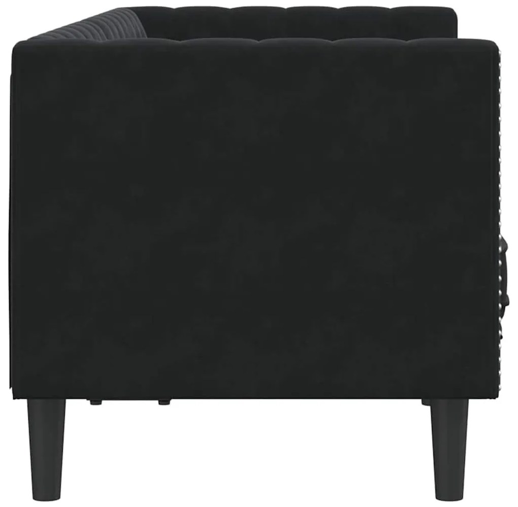 Chesterfield kanapé Argyle Fekete 174 x 74.5 x 70.5 cm Bársony