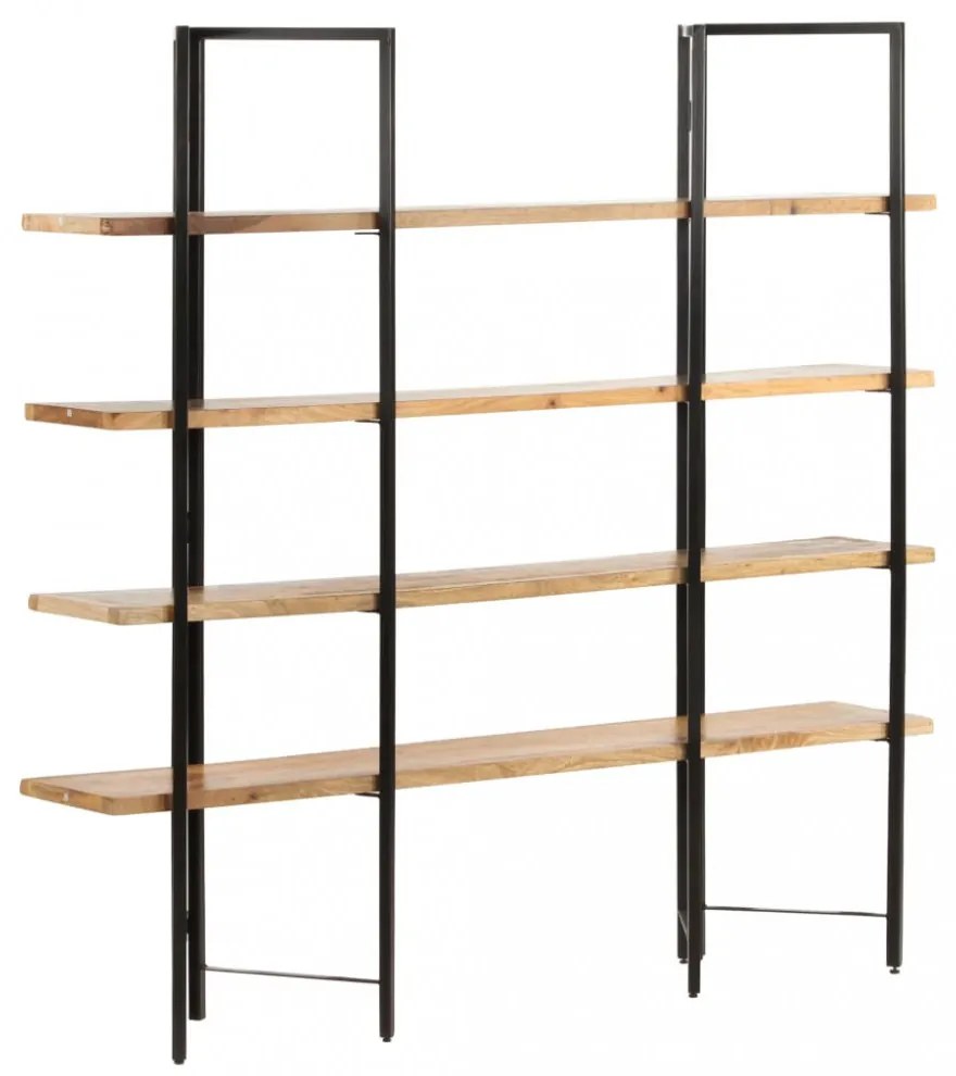 4 szintes tömör mangófa könyvespolc 160 x 35 x 160 cm
