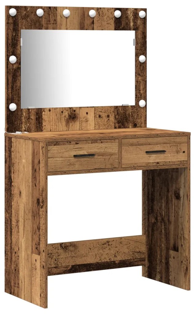 Sminkasztal Készlet 3 pcs Régi fa 78.5 x 41 x 135 cm Faanyag