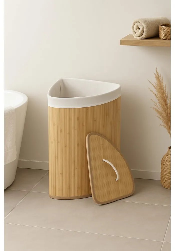 Natúr színű bambusz szennyeskosár 40 l Bamboo – Compactor