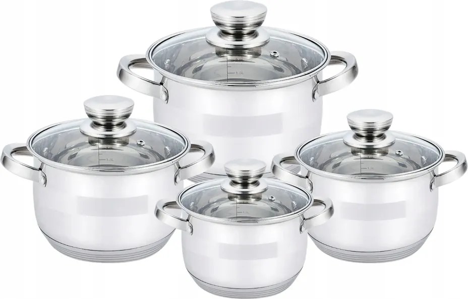 Haus Roland rozsdamentes acél edénykészlet, 8 darabos, fényes és matt kombinációja