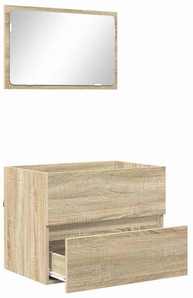 vidaXL Fürdőszoba bútor szett fiókkal tárolóval Sonoma tölgy Faanyag