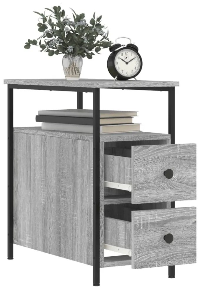 vidaXL szürke sonoma színű szerelt fa éjjeliszekrény 30x60x60 cm