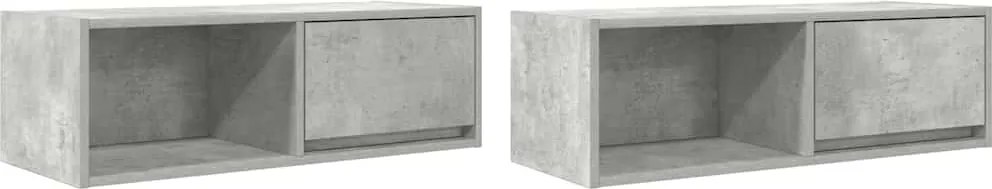 vidaXL 2 db betonszürke szerelt fa TV-szekrény 80x31x25,5 cm