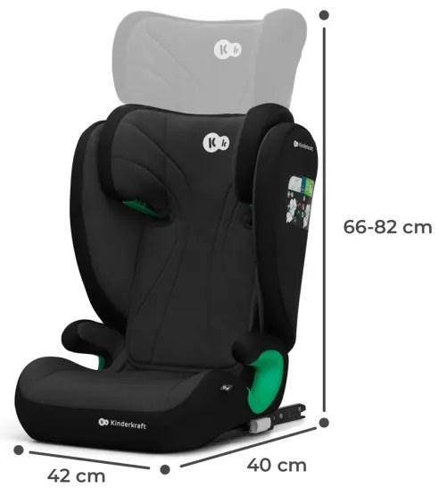 KINDERKRAFT - Autósülés JUNIOR FIX 2 (100-150 cm) Graphite fekete