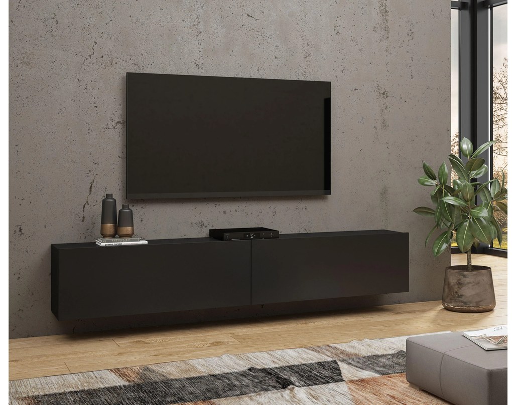 Tv asztal/szekrény Avernic Typ 40 (onyx fekete + wotan tölgy). Akció -15%. 1042067