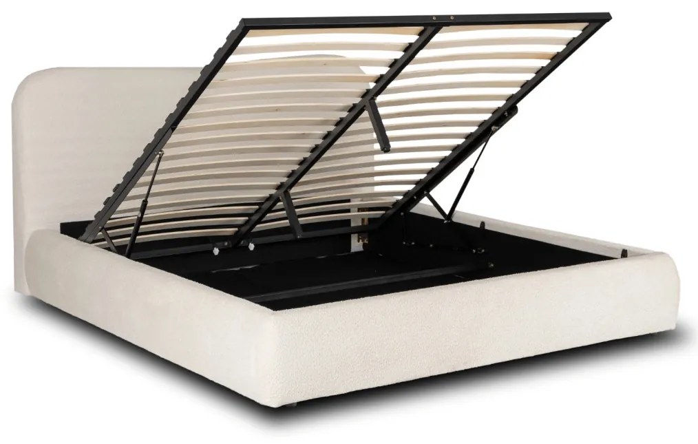 Franciaágy Krém Bouclé Kárpittal. Ágyneműtartóval. 180x200 BRISTOL