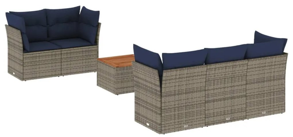 6 részes szürke polyrattan kerti ülőgarnitúra párnával