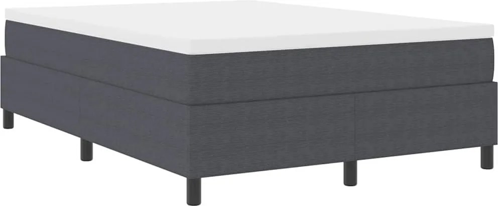 vidaXL Boxrugós ágy Sötétszürke és Fehér 140 x 190 cm Bársonyos szövet