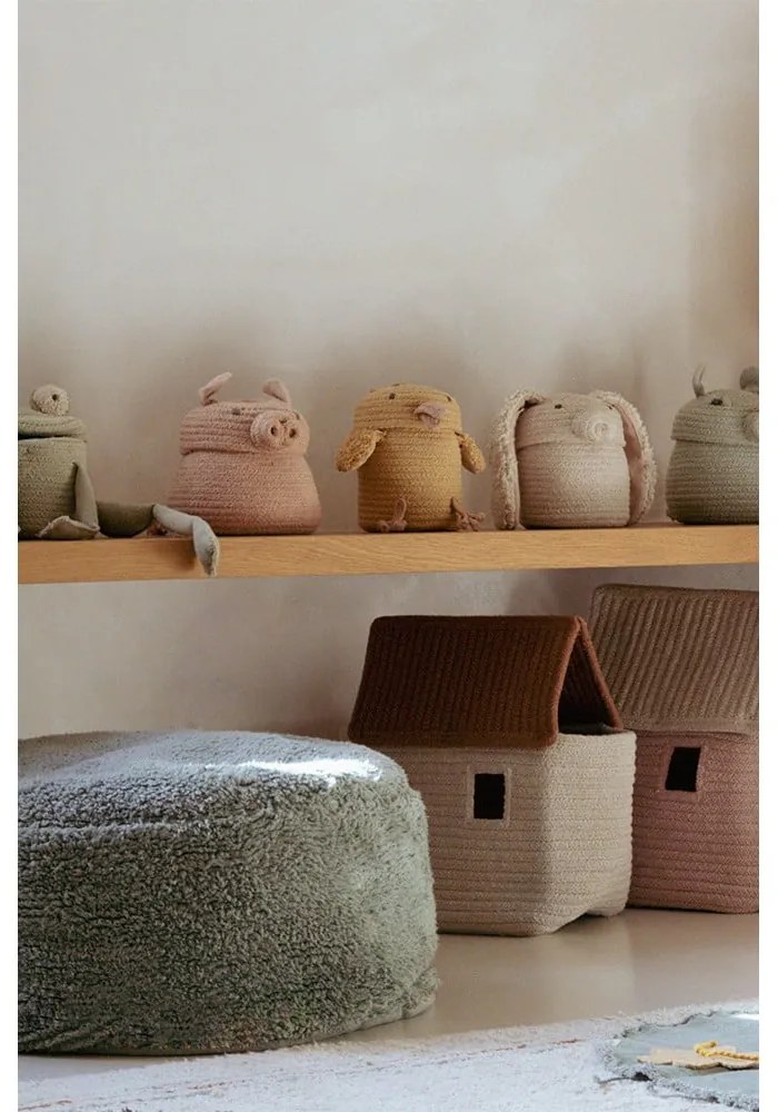 Világos rózsaszín textil játéktároló kosár ø 17x15 cm Mini Peggy the Pig – Lorena Canals