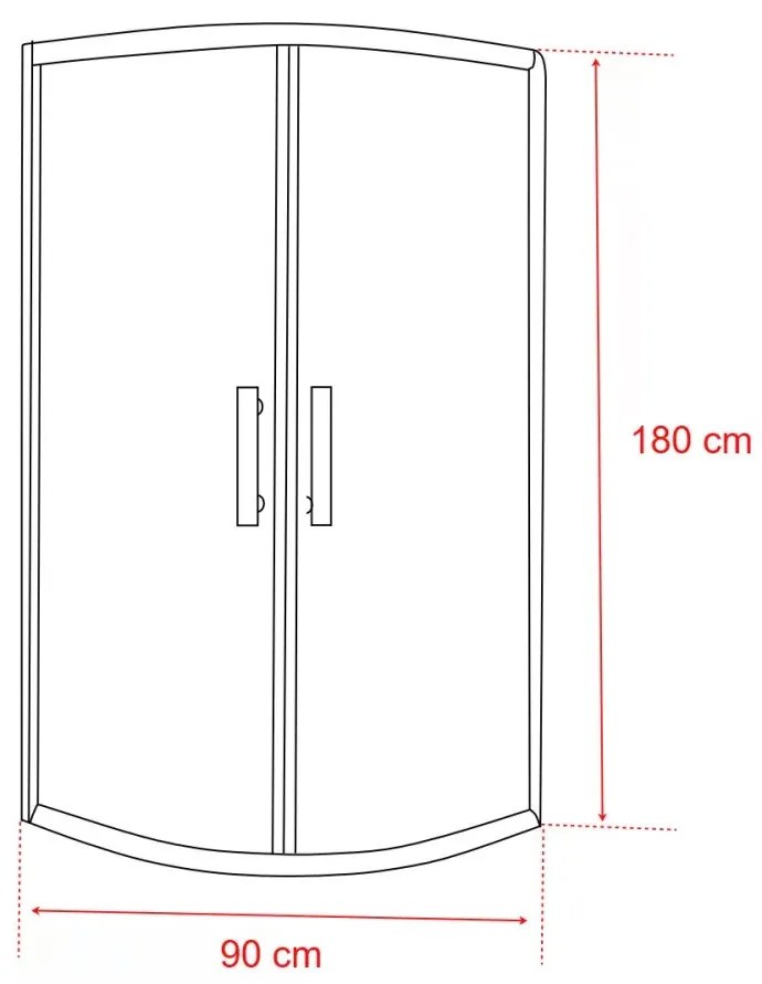 Spirit Clear 90x90 cm íves zuhanykabin zuhanytálca nélkül fekete