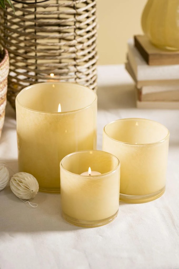 IB Laursen Üveggyertyatartó VENECIA 16 cm, sárga