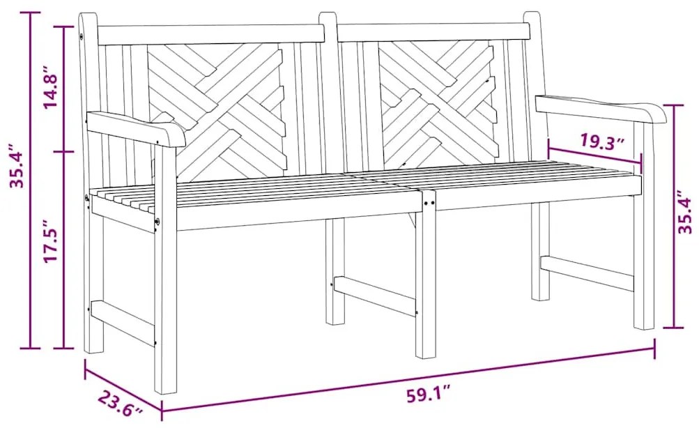 Kerti pad Barna 150 x 60 x 90 cm Tömör tíkfa