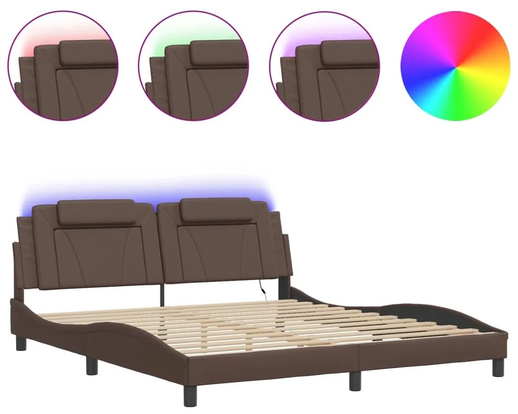 barna ágykeret Viana LED-ekkel matrac nélkül 180 x 200 cm