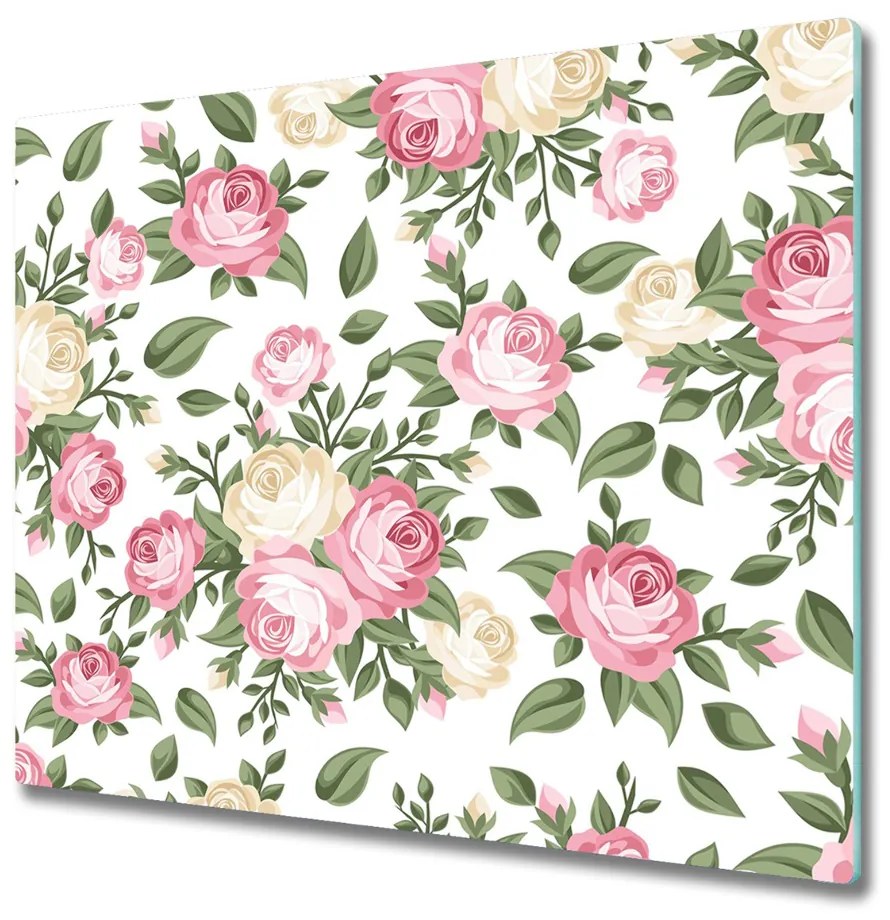 Üveg vágódeszka Roses 60x52 cm