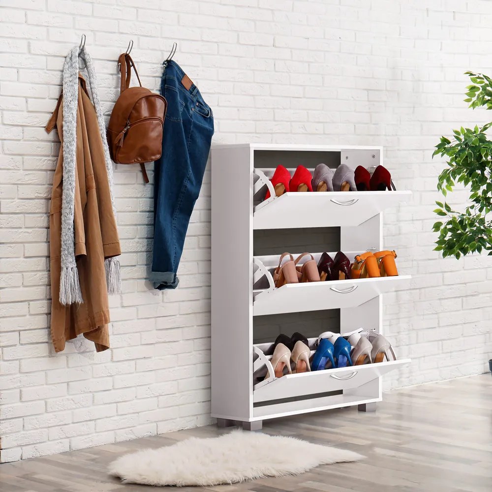 Casaria® Cipősszekrény 115x60x24 cm - fehér