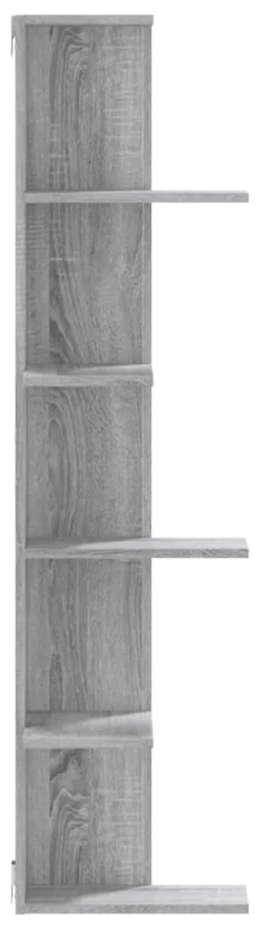 szürke sonoma szerelt fa fali sarokpolc 36,5 x 36,5 x 140 cm