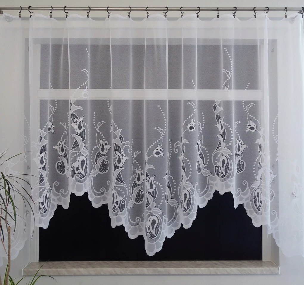 Mg Függöny jacquard Justi Fehér 300x155 polár szalaggal