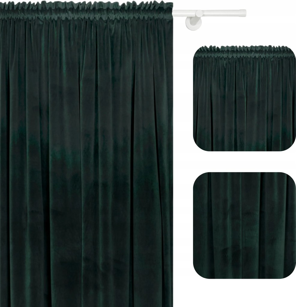 Velúr Függöny Béka Szalagon 140x270 Zöld Üvegzöld