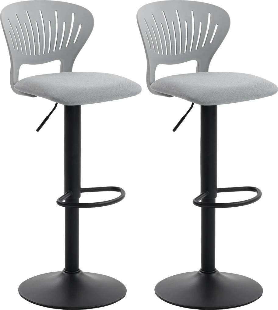 HOMCOM 2 db 360° forgatható pultszék, magasságban állítható 84–105 cm, szellőző háttámla, lábtartó, szürke | Aosom