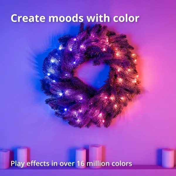 Twinkly GD20P4425P00 - RGB LED karácsonyi koszorú 50 LED, 60 cm, Wi-Fi, dimmer