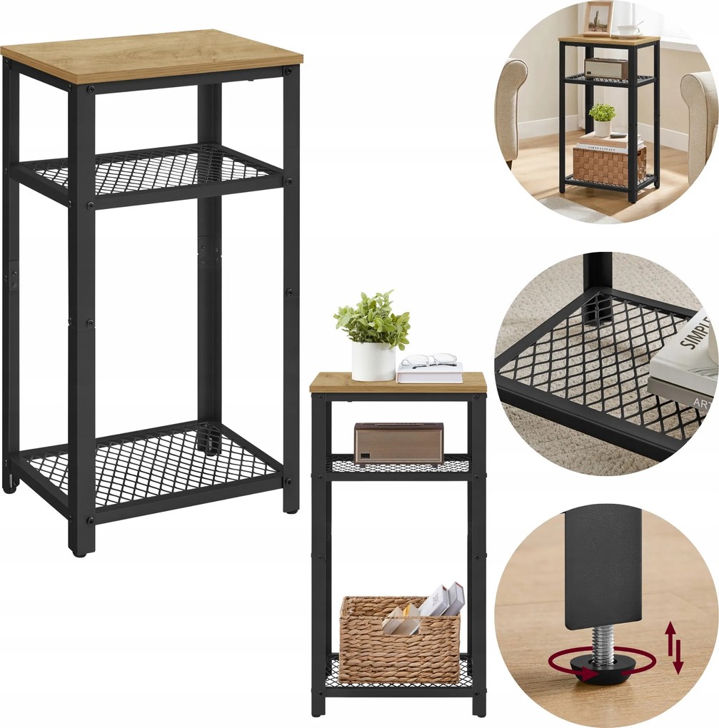 Éjjeliszekrény polcokkal Oldalsó asztal Loft tölgy Artisan