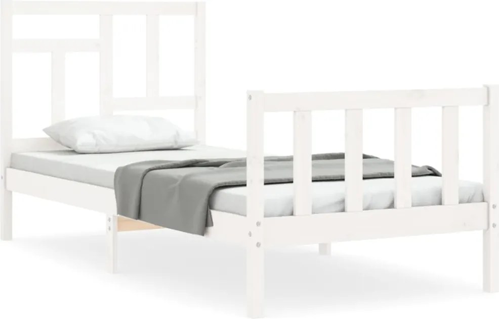 vidaXL fehér tömör fenyőfa ágy matrac nélkül 90 x 200 cm