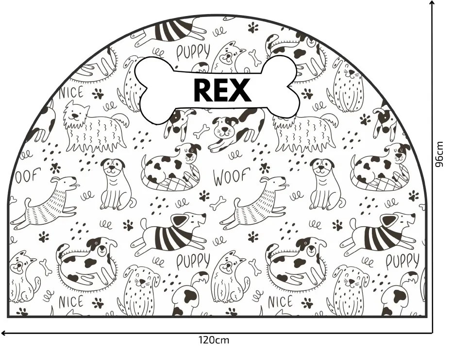 PIPPER. Védő textil falmatrica – Ív – Vidám kutyák Méret: 83x60cm, Indíték: névvel