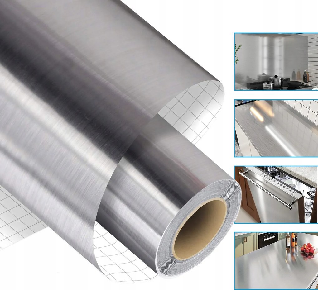 Öntapadós Fólia, Ezüst, Fém Hatású, Vízálló, 60CMX5M