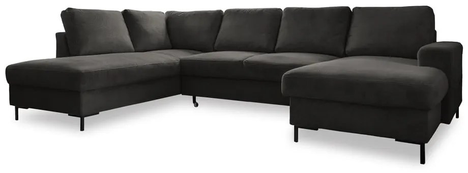 Sötétszürke kordbársony kinyitható sarokkanapé (bal oldali) Lofty Lilly – Miuform