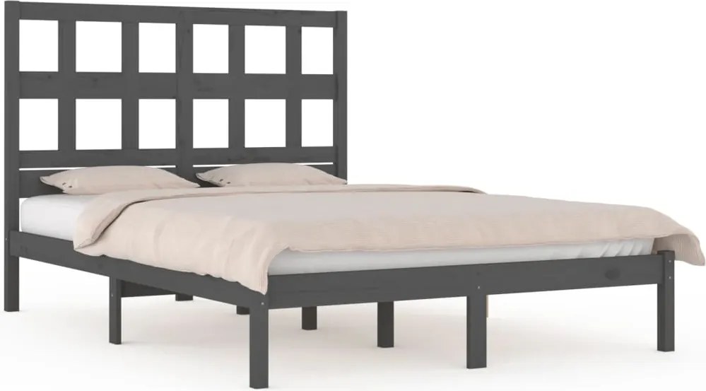 vidaXL szürke tömör fenyőfa ágykeret 200x200 cm