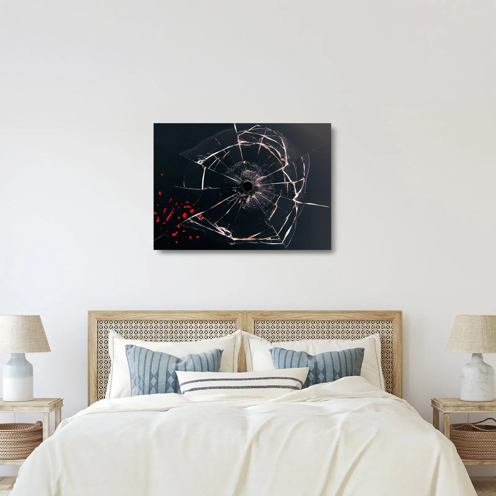 Absztrakt kép - törött üveg (üvegen) (70x50 cm)