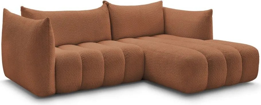 Narancssárga buklé sarokkanapé (jobb oldali-heverő résszel) Azra – Bobochic Paris