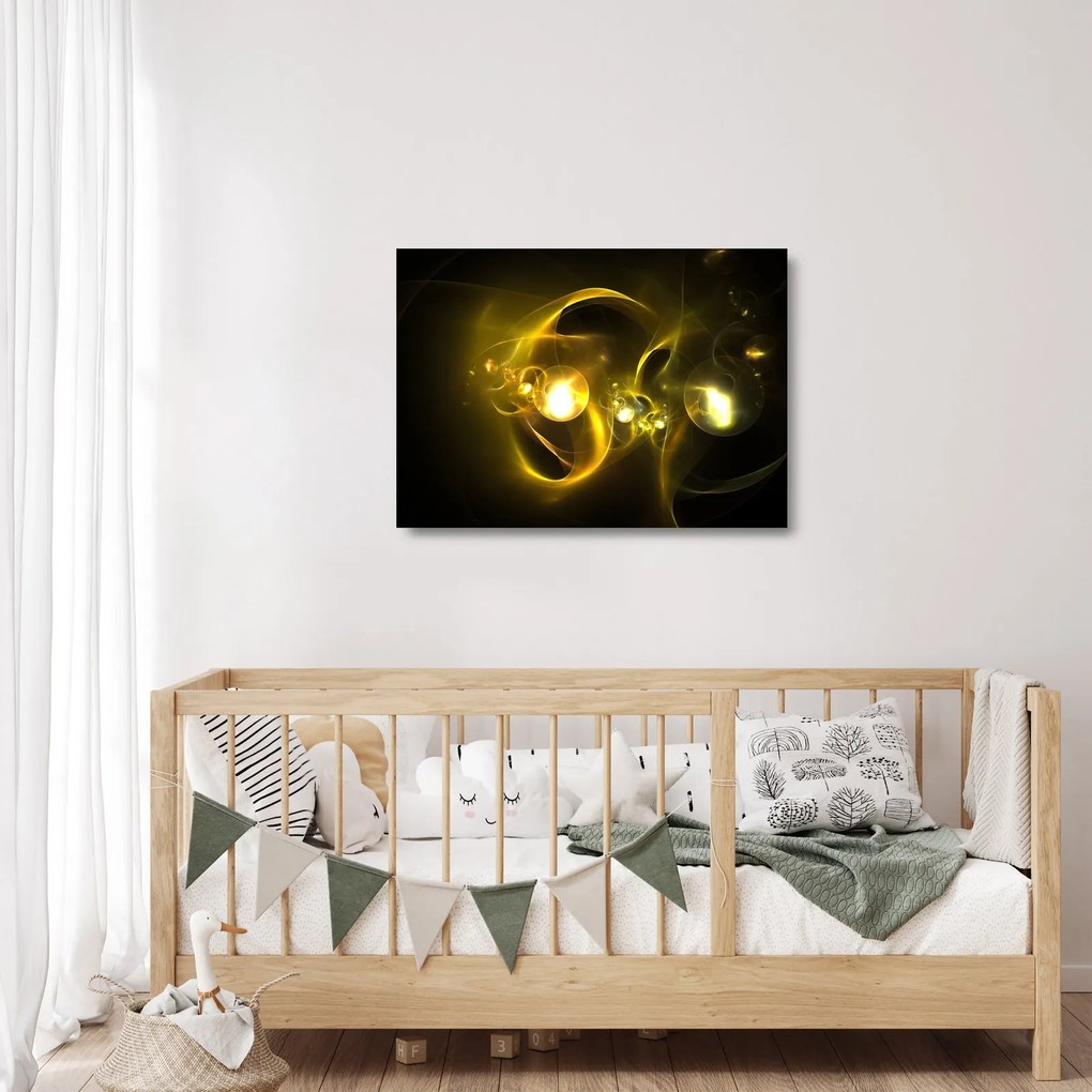 Absztrakt kép sárga gömbök (üvegen) (70x50 cm)