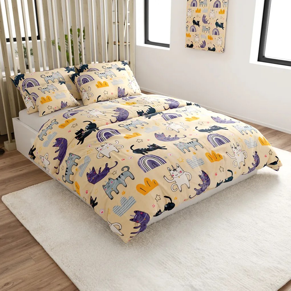 Mikroplüss ágynemű PURRSLEEP bézs Ágyneműhuzat mérete: 2 db 70 x 90 cm | 200 x 220 cm