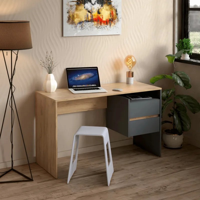 Fiókos íróasztal 125x51x75 cm barna fehér FUR1872-1