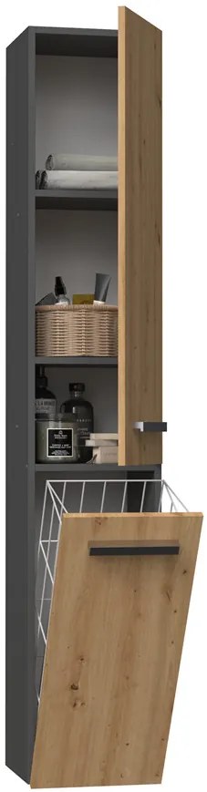 Riano MIX Nel IV fürdőszoba szekrény, 31x174x30 cm, antracit-tölgy