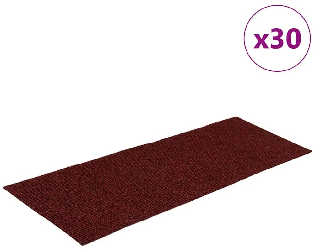 30 db piros lépcsőszőnyeg öntapadós téglalap alakú 60x25 cm