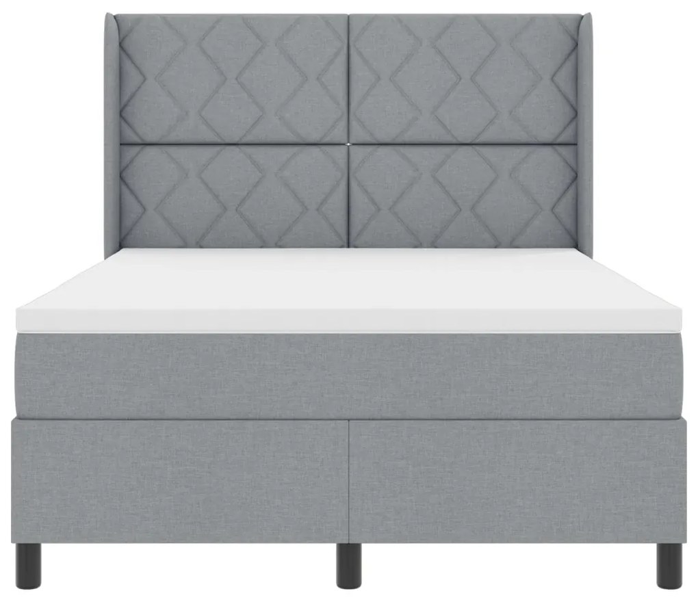 Boxspring Ágy Matracra & LED Fénnyel Világosszürke 140x200 cm Szövet