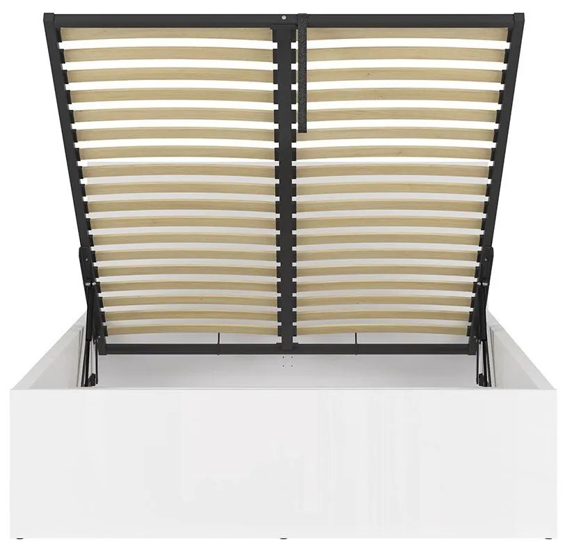 Franciaágy 140 cm Tetrix 8 (fényes fehér) (ágyráccsal) (tárolóhellyel). Akció -30%. 1098488