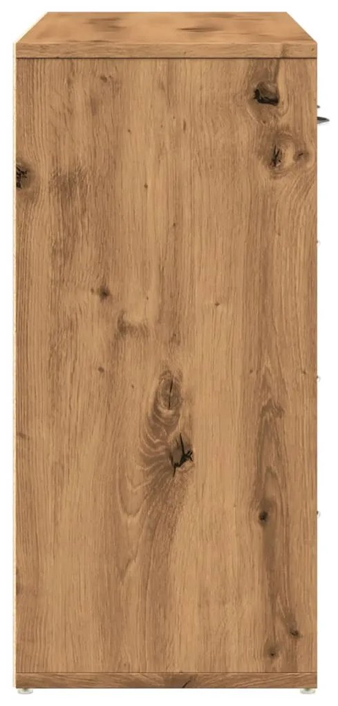 kézműves tölgy színű szerelt fa tálalószekrény 88 x 30 x 64 cm