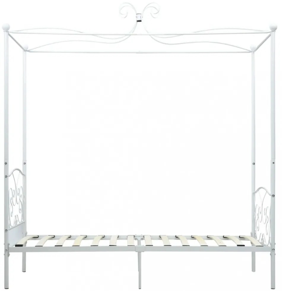 fehér fém baldachinos ágykeret 90 x 200 cm