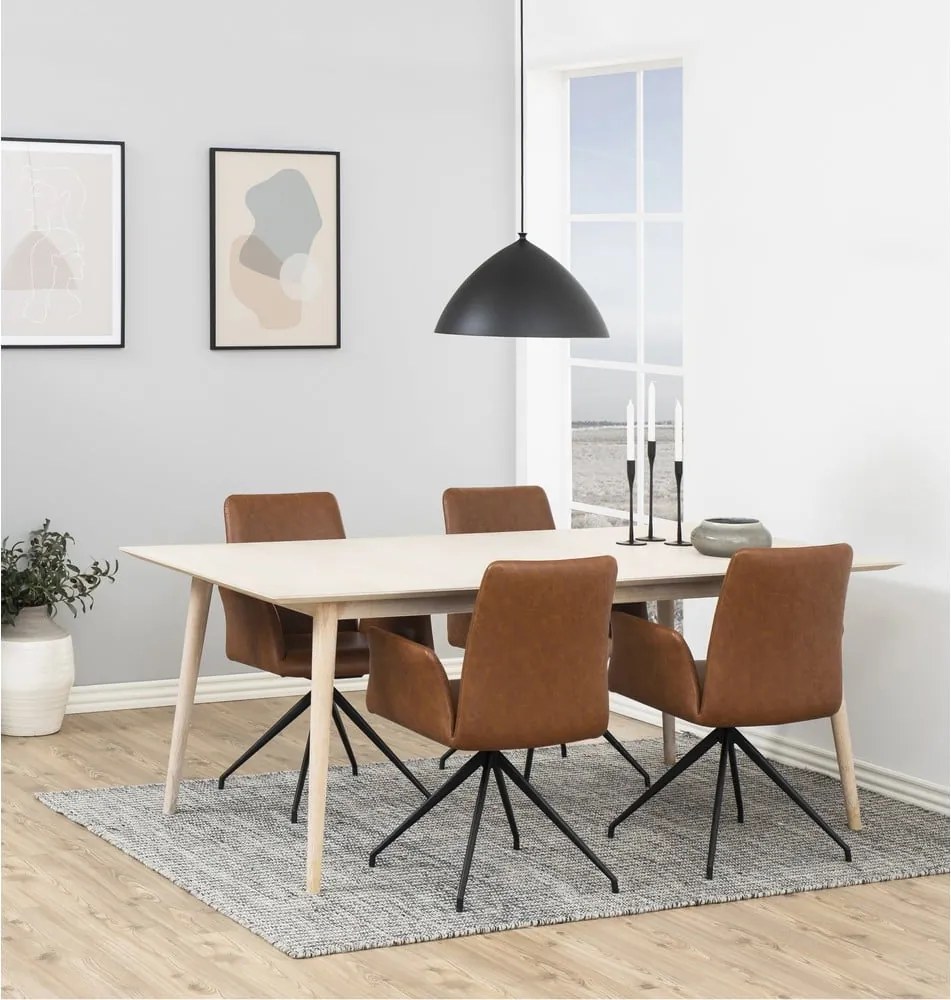 Konyakbarna kárpitozott karfás étkezőfotel Naya – Actona