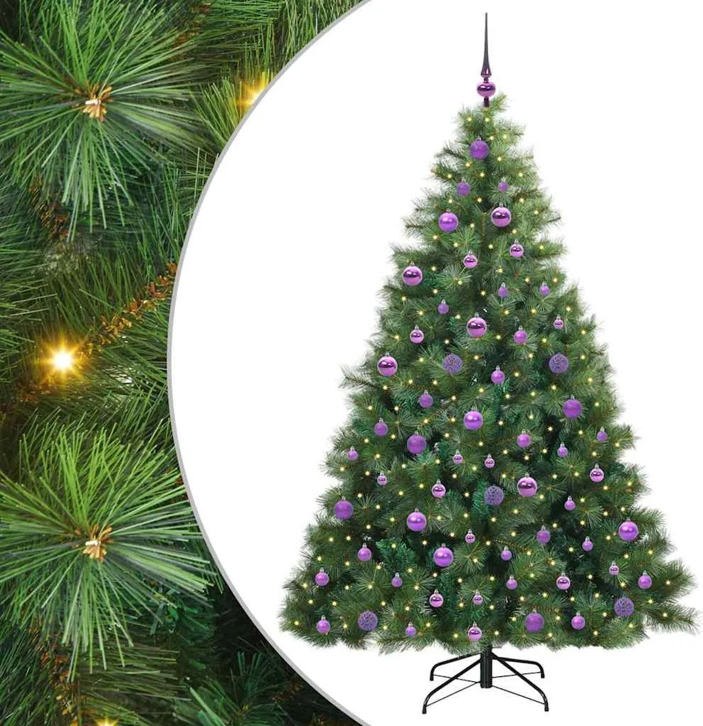 vidaXL Mű karácsonyfa 300 LED-del állvánnyal Zöld 180 cm PE és PVC
