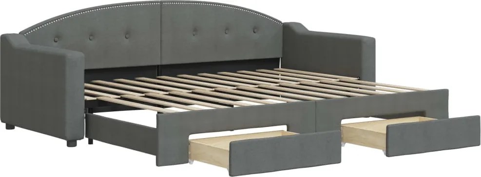 vidaXL sötétszürke kihúzható szövet heverő fiókokkal 80 x 200 cm