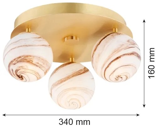 Argon 6290 - Mennyezeti lámpa FABIO 3xE14/7W/230V alabástrom arany