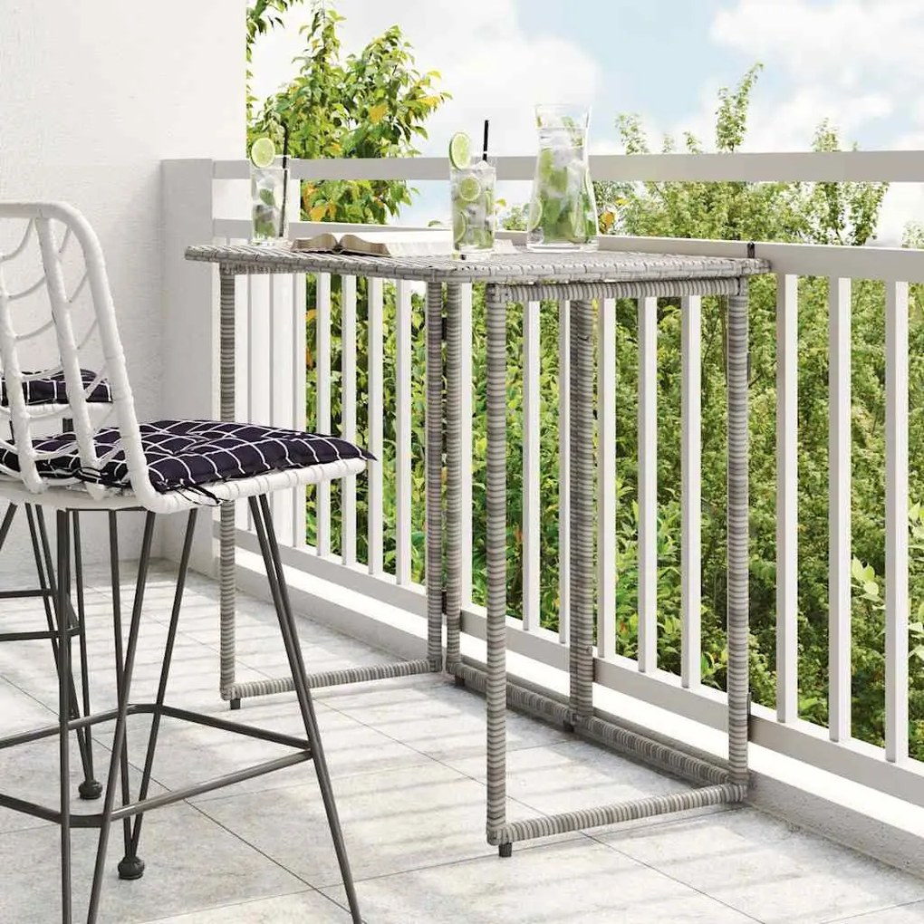 szürke polyrattan összecsukható kerti asztal 90x51x75 cm